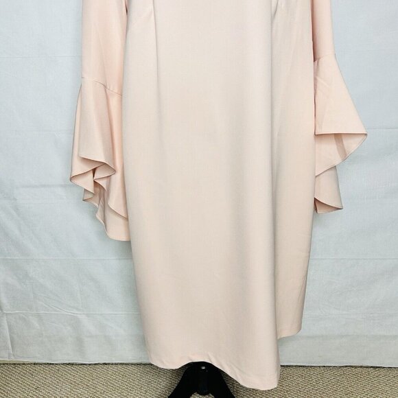 NWT Eloquii Long Bell Sleeve Shift Midi Dress Zip Back Light Pink Women Size 14 - Picture 3 of 8